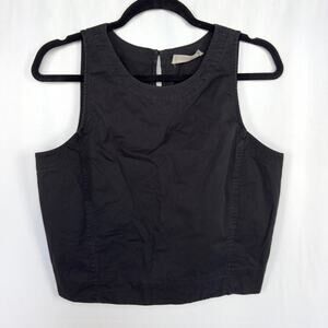 Everlane Cropped Shell Tank Top Black Poplin Closet Staple Sleeveless Size 2
